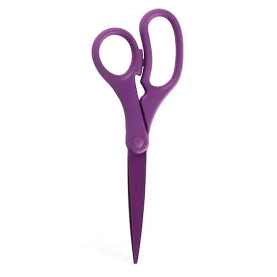 JAM Paper 8" Ergonomic Multi-Purpose Precision Scissors Purple {1}