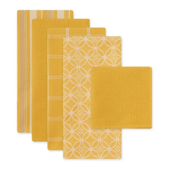 DII&reg; Assorted Mustard Dishtowel & Dishcloth (Set of 5) {4}