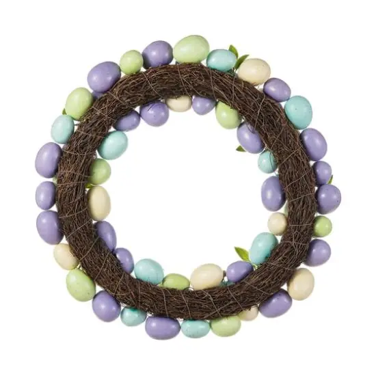 Glitzhome&reg; 18" Easter Purple Hue Eggs Wreath {8}