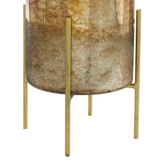 Brown Glass Contemporary Candle Holder Set {4}