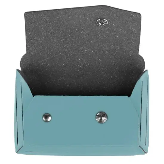  JAM Paper Italian Leather Business Card Holder Case with Angular FlapTeal Blue {5}