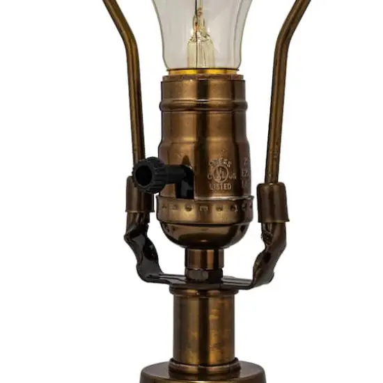 Hello Honey&reg; 2ft. Green Glass Table Lamp with White Drum Shade {8}