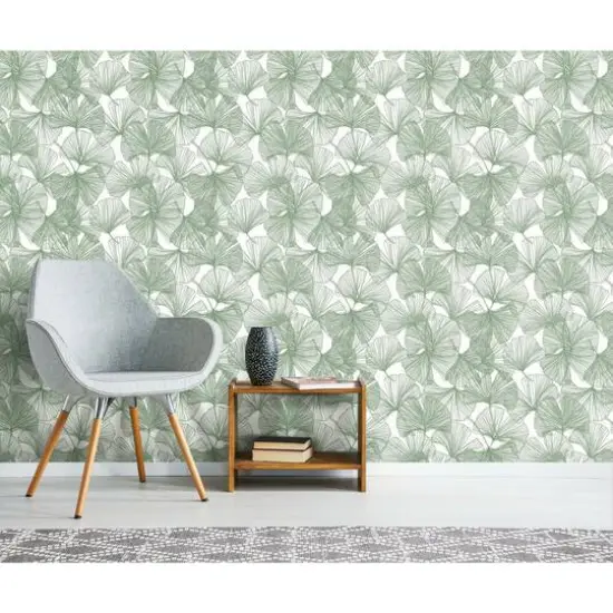 RoomMates Gingko Leaves Peel & Stick Wallpaper Green {9}