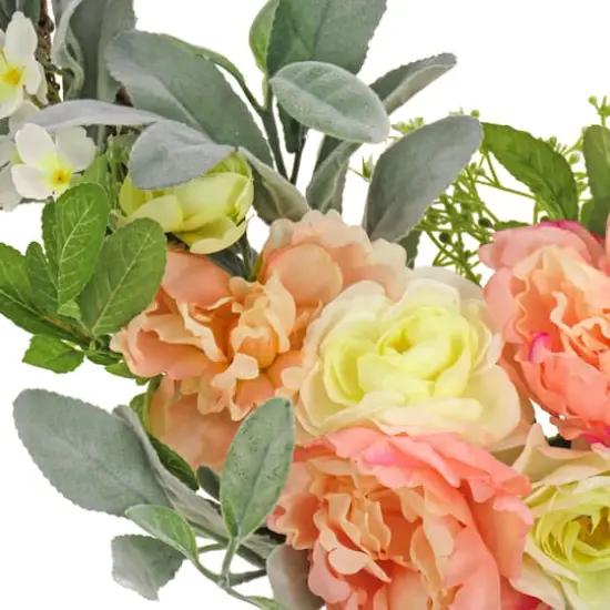 18" Spring Peony & Lamb&rsquo;s Ear Double Hoop Wreath {4}
