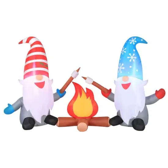 6ft. Inflatable Christmas Light Up Campfire Gnomes {1}