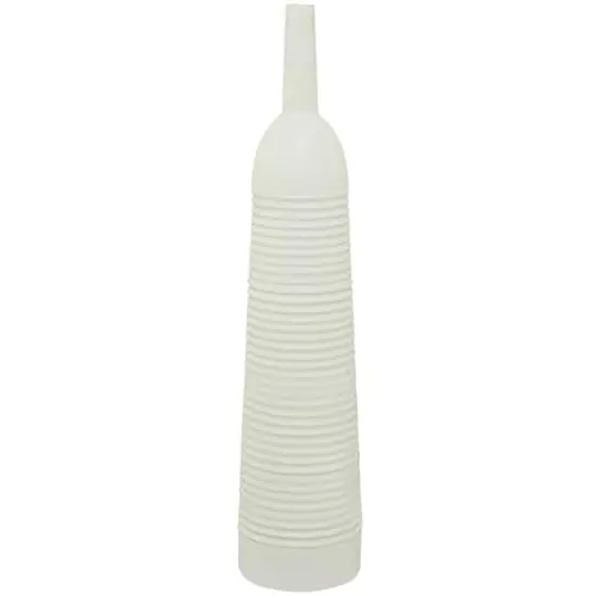 White Metal Grooved Vase 8" x 8" x 36" {3}