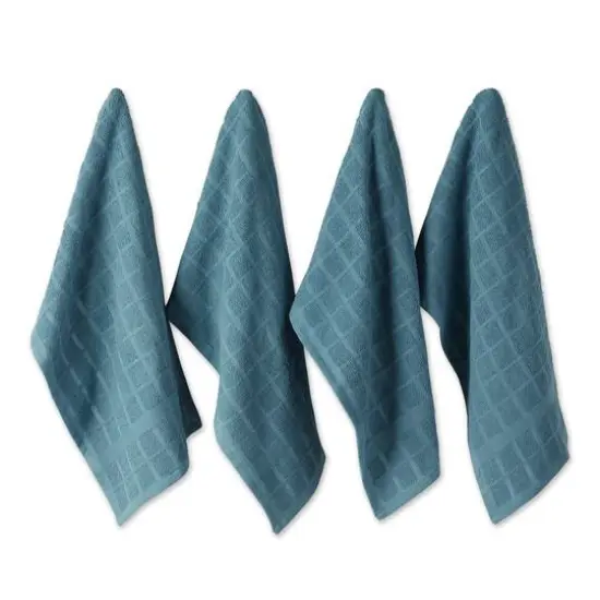 DII&reg; Solid Windowpane Terry Dishtowels, 4ct. Storm Blue {1}