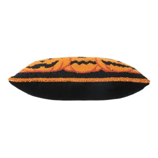 Glitzhome&reg; 18" x 12" Hooked Halloween Pumpkins Pillow {8}