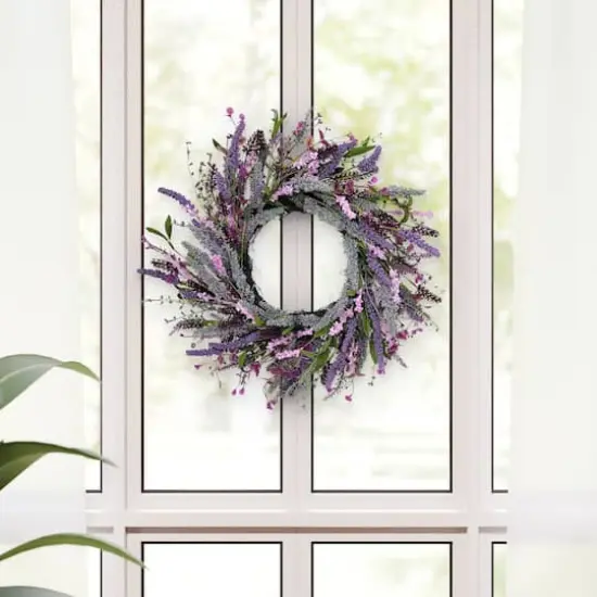 24" Artificial Lavender Floral Spring Wreath {3}