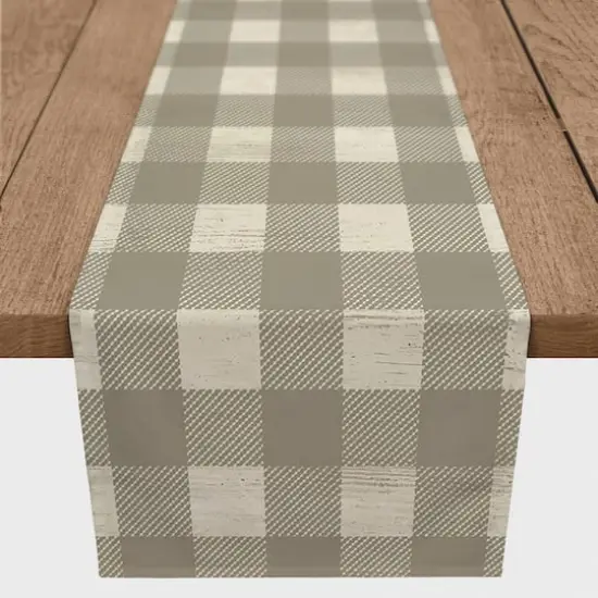 72" Taupe Buffalo Check Cotton Twill Runner {1}