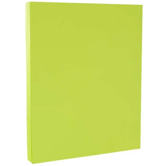 JAM Paper Brite Hue 8.5" x 11" 65lb. Cover Cardstock Pack, 250 Sheets Ultra Lime Green {1}