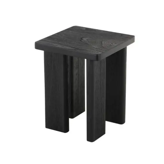 20" Black Handmade Side End Accent Table with Square Tabletop {7}