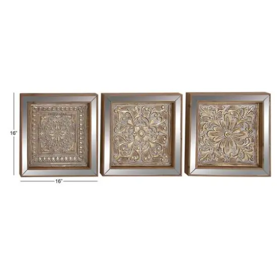 Brown & Silver Metal Glam Floral Wall D&eacute;cor Set {5}