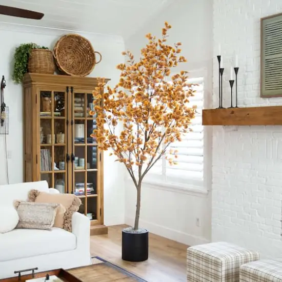 9ft. Potted Artificial Autumn Eucalyptus Tree {3}