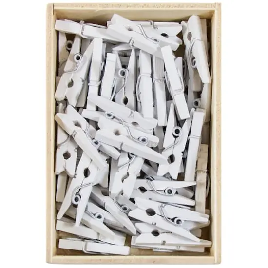 JAM Paper 7/8" Wood Clothespins, 100ct. White {1}