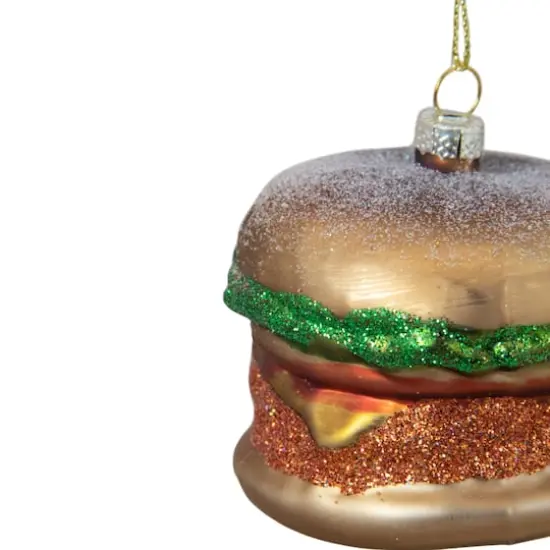 Juicy Golden Cheeseburger Glass Christmas Ornament {5}