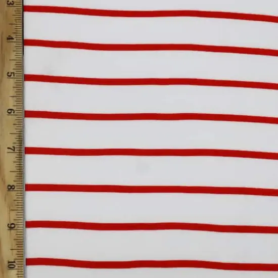 Fabric Merchants Red & White Stripes Double Brushed 4-Way Stretch Fabric {3}