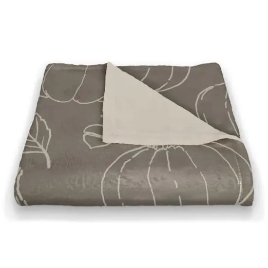 Gray Fall Patterned Coral Fleece Blanket {3}