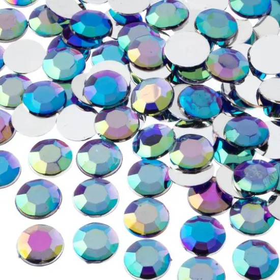 John Bead 12mm Acrylic Round Flat Back Rhinestones, 400ct. Purple AB {1}