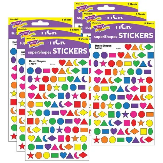 Trend Enterprises&reg; superShapes Basic Shapes Stickers, 6 Packs of 800ct. {1}
