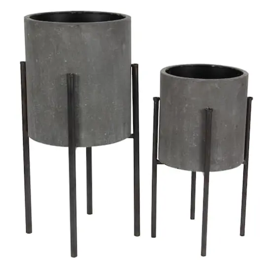 Modern Metal Planter Set Dark Gray {1}
