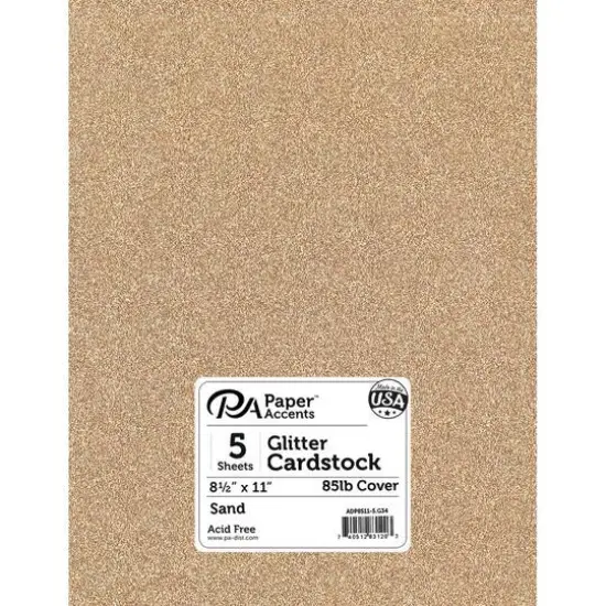 PA Paper&trade; Accents 8.5" x 11" 85lb. Glitter Cardstock, 5 Sheets Sand {1}