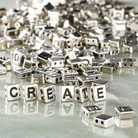 Rhodium Alphabet Plastic Craft Beads, 8mm by Bead Landing&trade; {3}