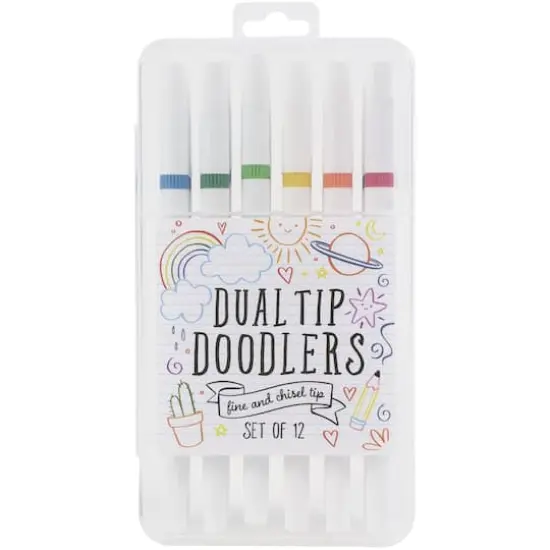 Dual-Tip Doodlers 12 Color Fine & Chisel Tip Marker Set {1}