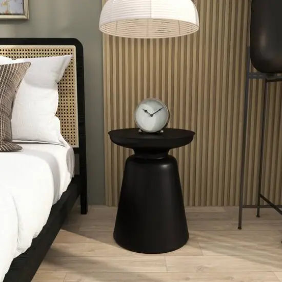 Black Metal Accent Table with Bell Shaped Base {8}