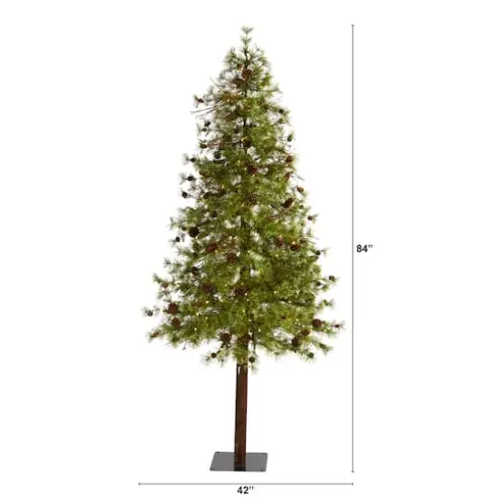 7ft. Pre-Lit Wyoming Alpine Artificial Christmas Tree, Clear LED Lights {8}