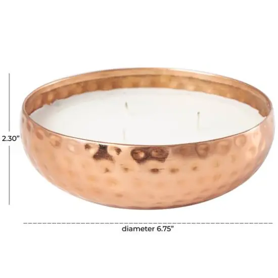 7" White Tropical Breeze Scented 3-Wick Candle with Hammered Copper Container {6}