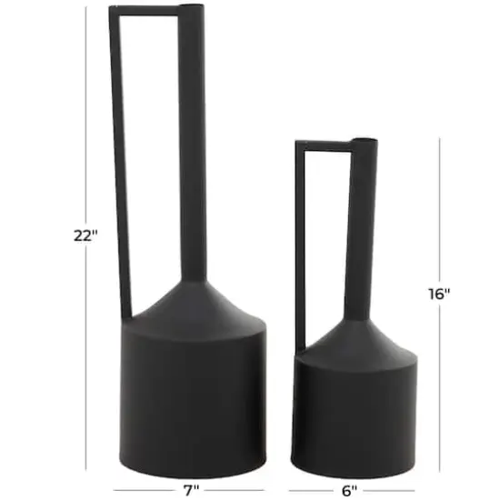 CosmoLiving by Cosmopolitan Black Metal Vase with Handles Set of 2 22", 16" {6}