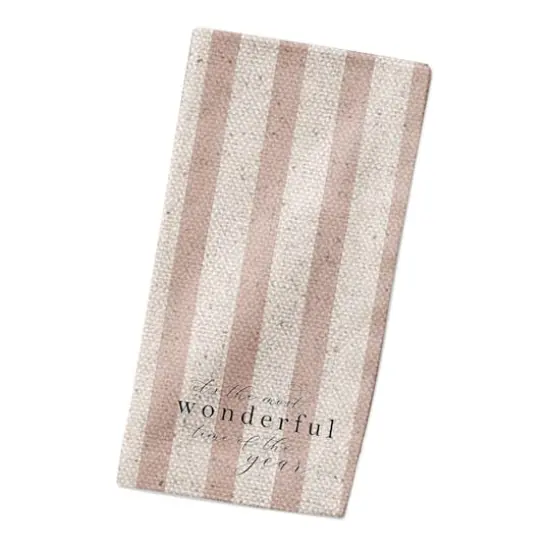 The Most Wonderful Time of the Year Red Stripes 10" x 10" Cotton Twill Napkin {3}