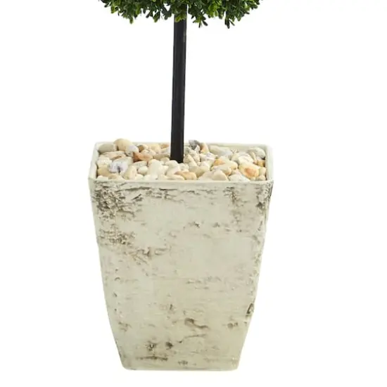 4ft. Boxwood Double Ball Topiary Tree in Country White Planter {4}