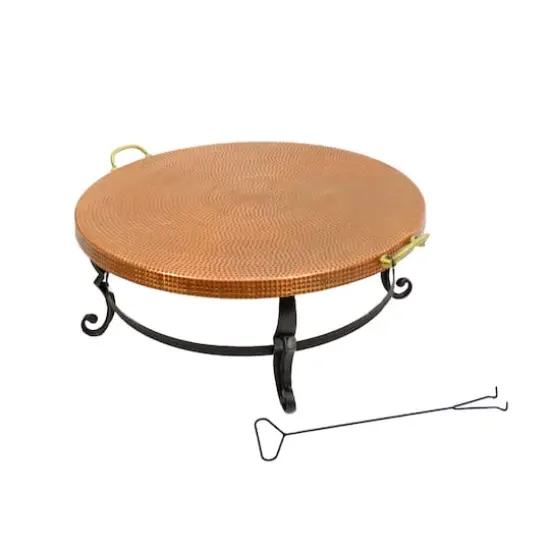 32" Copper Fire Pit with Stand & Tray Cover {5}