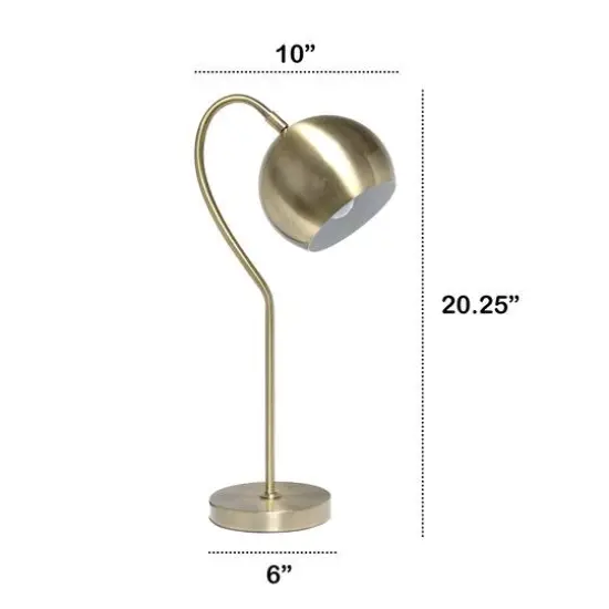Lalia Home 20" Curved Table Lamp with Dome Shade Antique Brass {4}
