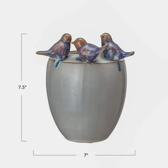 Hello Honey® 7.5" Multicolor 3D Birds Stoneware Planter Vase {5}