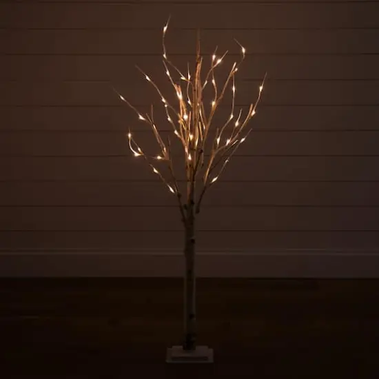 4ft. Pre-Lit Birch Artificial Christmas Tree, Warm White LED Lights {4}