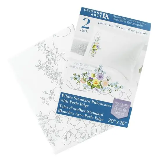Leisure Arts&reg; Pansy Motif Pillowcase Stamped Embroidery Kit {4}