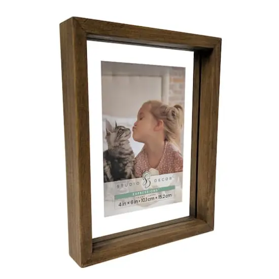 Expressions&trade; Brown Linear Wood Float Frame by Studio D&eacute;cor&reg; {6}