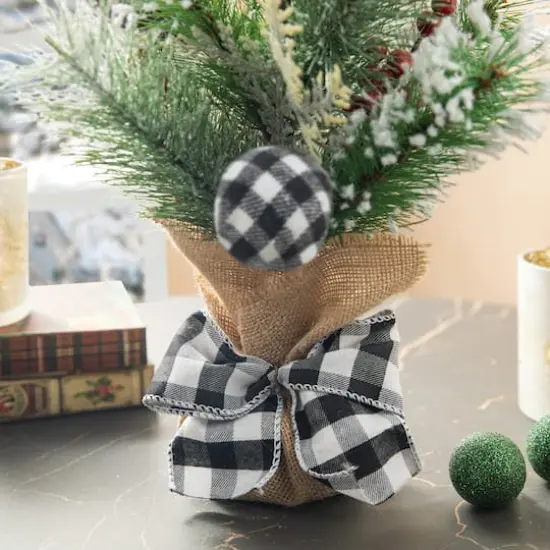 Glitzhome&reg; 21" Flocked Pine & Berries Table Tree {6}