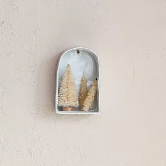 Hello Honey 9" White Reactive Glaze Stoneware Wall Shelf {4}