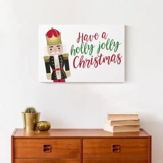 Holly Jolly Nutcracker 18x12 Canvas Wall Art {6}