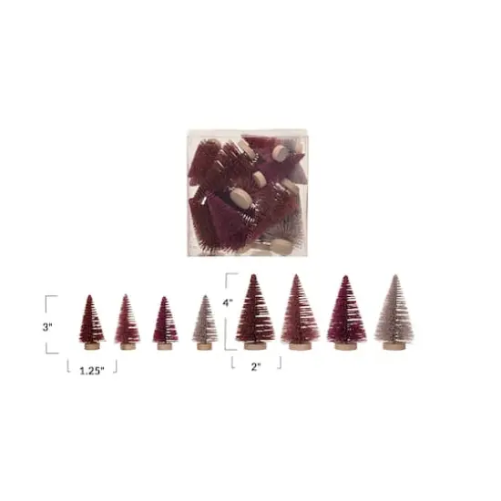 Hello Honey® Burgundy & Pink Sisal Bottle Brush Tree with Wood Base Set {4}