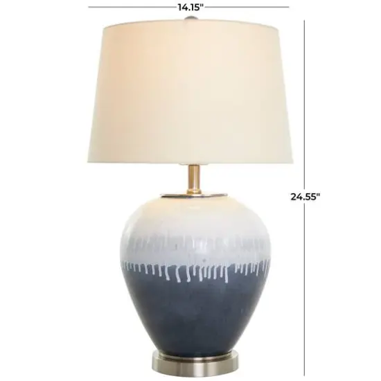 2ft. Blue Glass Colorblock Abstract Drip Accent Lamp {5}