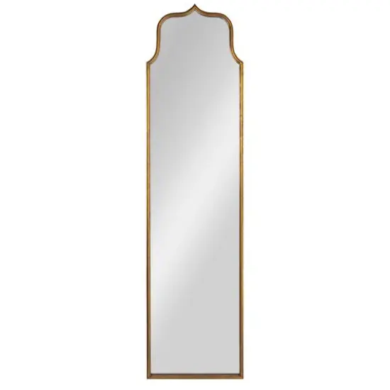 Antique Goldleaf Arched Floor Length Metal Framed Wall Mirror {5}