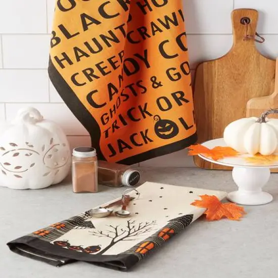 DII&reg; Haunted Hollow Printed Dishtowels Set {10}