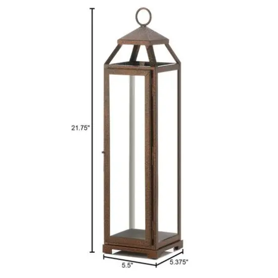 22" Iron & Glass Copper Lantern {5}