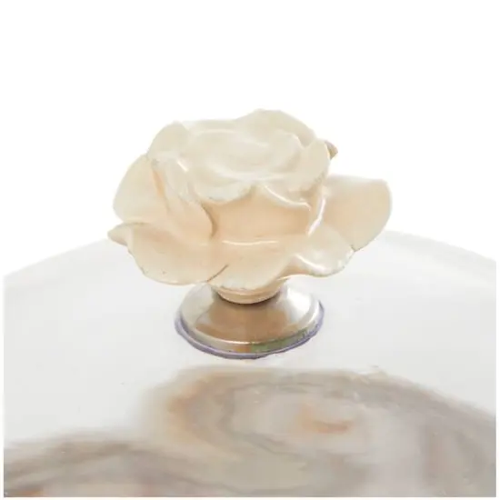 12.25" Cream Wood Cake Stand with Glass Dome Tabletop D&eacute;cor {8}