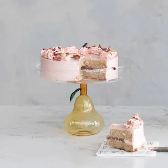 Hello Honey&reg; 7.75" Pear Perfection Glass Food Pedestal {6}